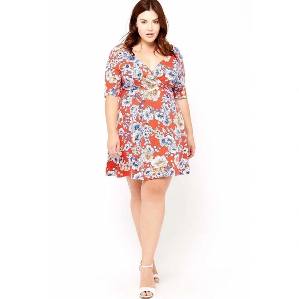 Floral Surplice Dress